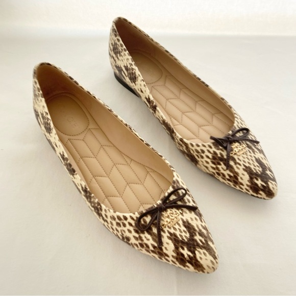 Coach Annabel Snakeskin Pointed Toe Ballet Flats - Picture 6 of 16